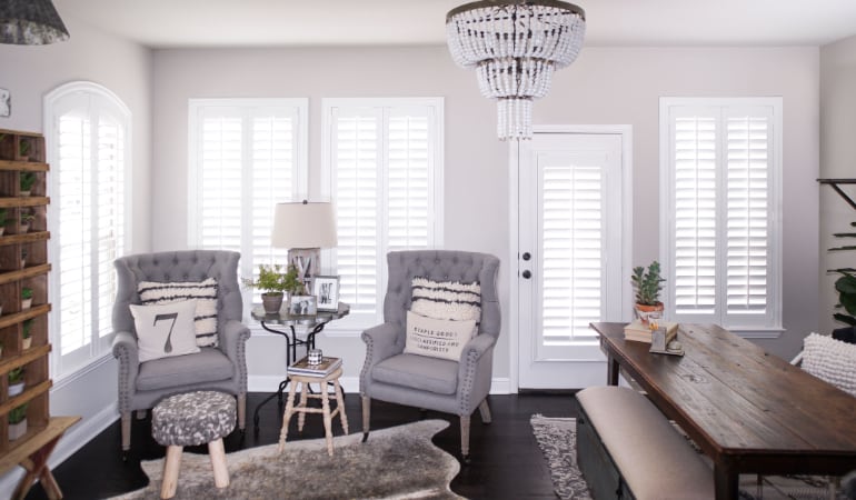 Plantation shutters in a Las Vegas living room